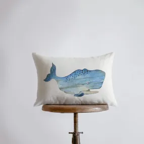 Blue Wooden Whale | 18x12 | Watercolor | Throw Pillow | Home Décor | Coastal Décor | Nautical | Ocean | Accent Pillow Cover | Beach | Sea