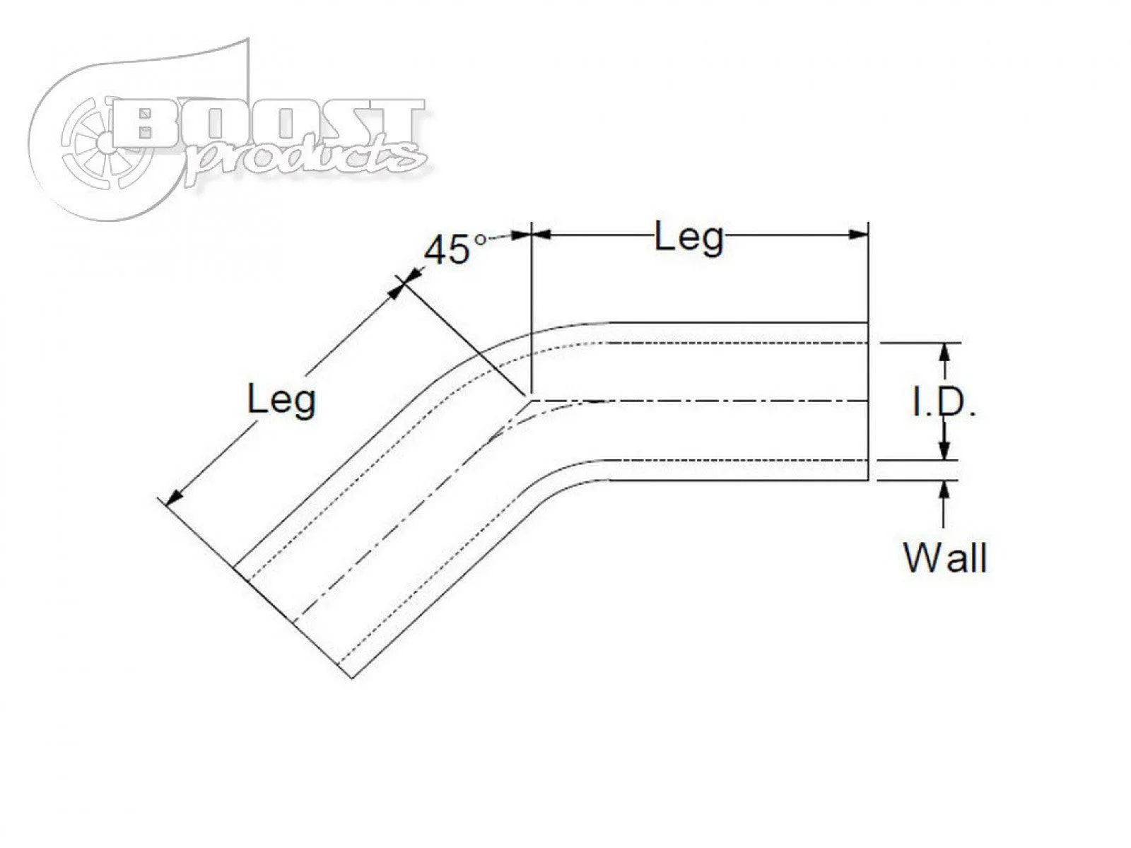 BOOST Products Silicone Elbow 45 Degrees, 35mm (1-3/8") ID, Black