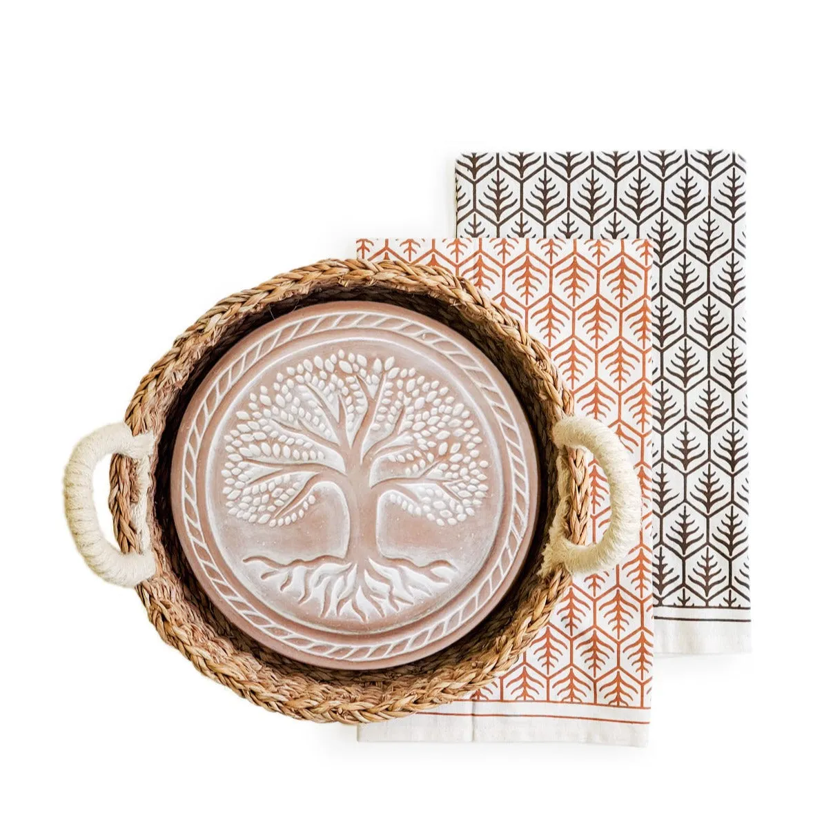 Bread Warmer & Basket Gift Set | Tree of Life Round