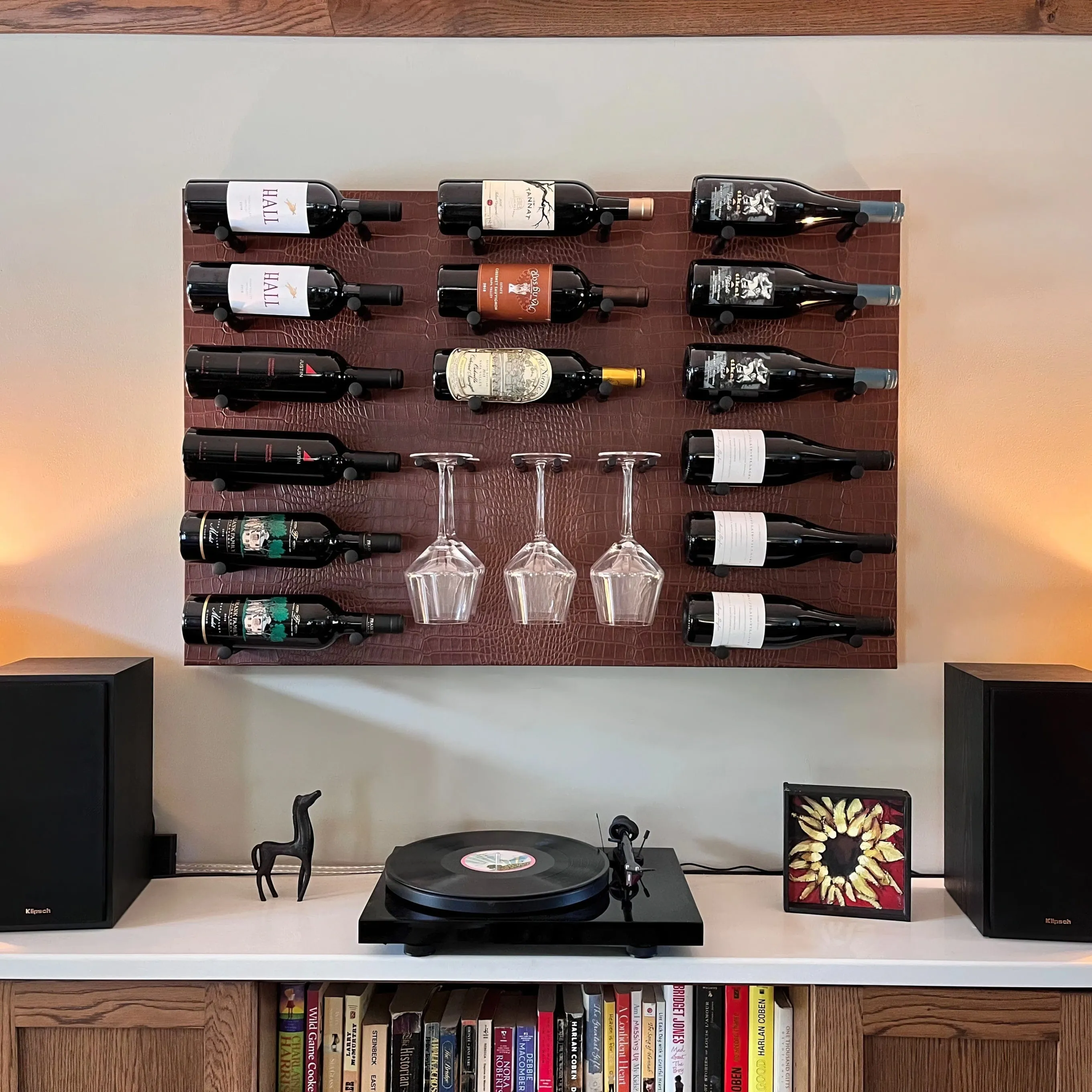 Brentwood Wine Wall - (Wall Mounted Wine Rack with Wine Glass Rack)