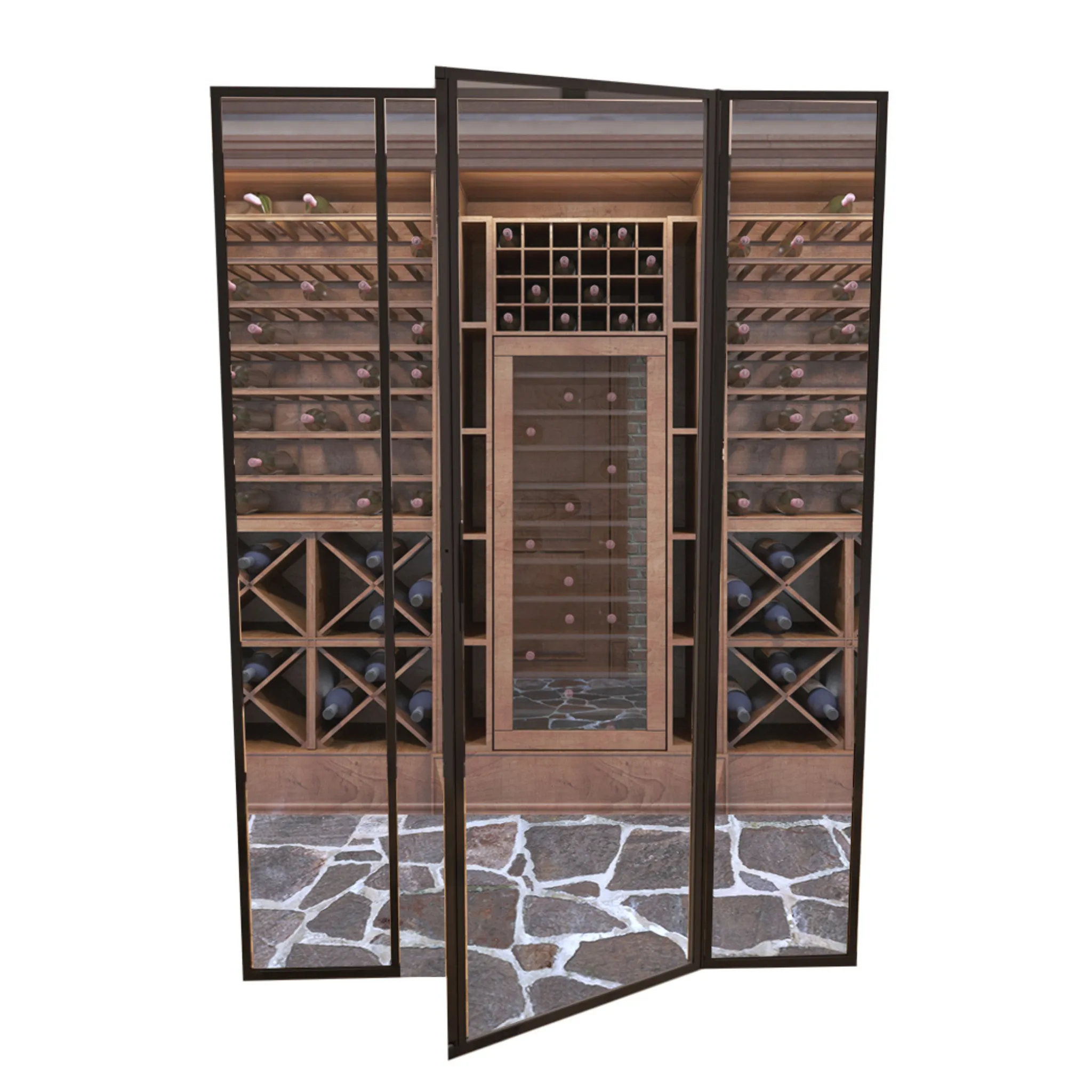 Bronze Sidelite Glass Enclosed Wine Cellar