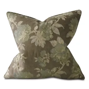 Brown and Green English Garden Floral Euro Sham 26x26