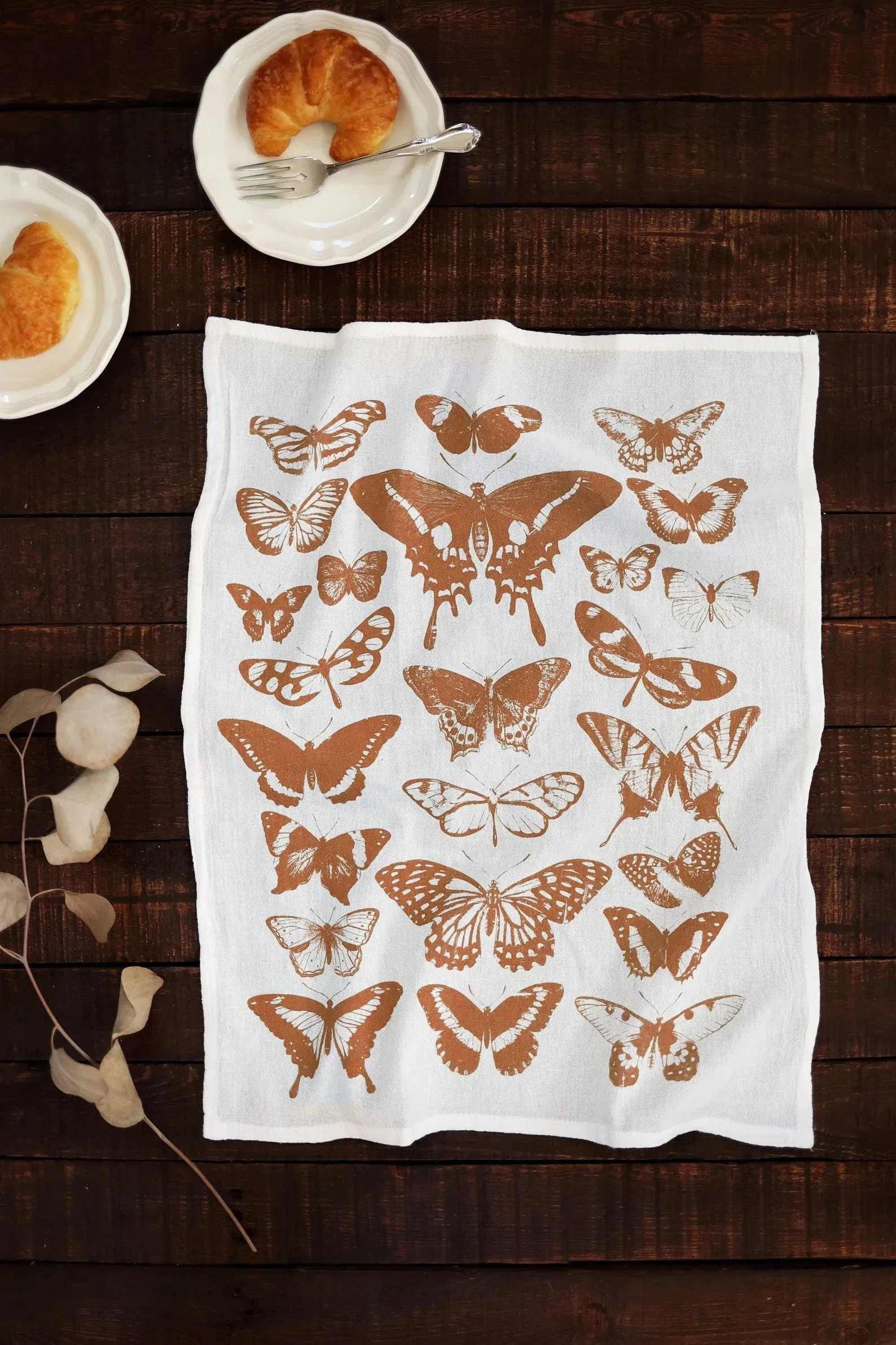 Butterfly Tea Towel Terra-cotta