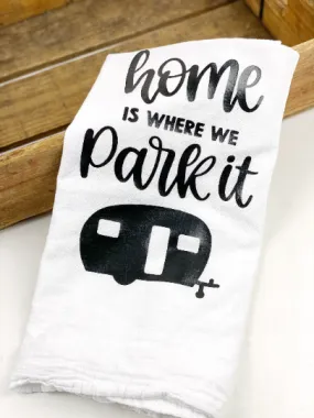 Camping Trailer Flour Sack Towel, Retro Camper Kitchen Towel, Extra Large Cotton Towel, Heat Pressed Vinyl Kitchen Towel, White Cotton Towel