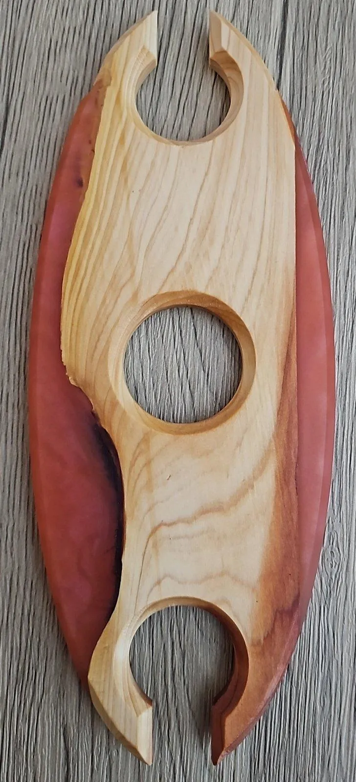 Cedar Wine Glass Holder with Red Epoxy