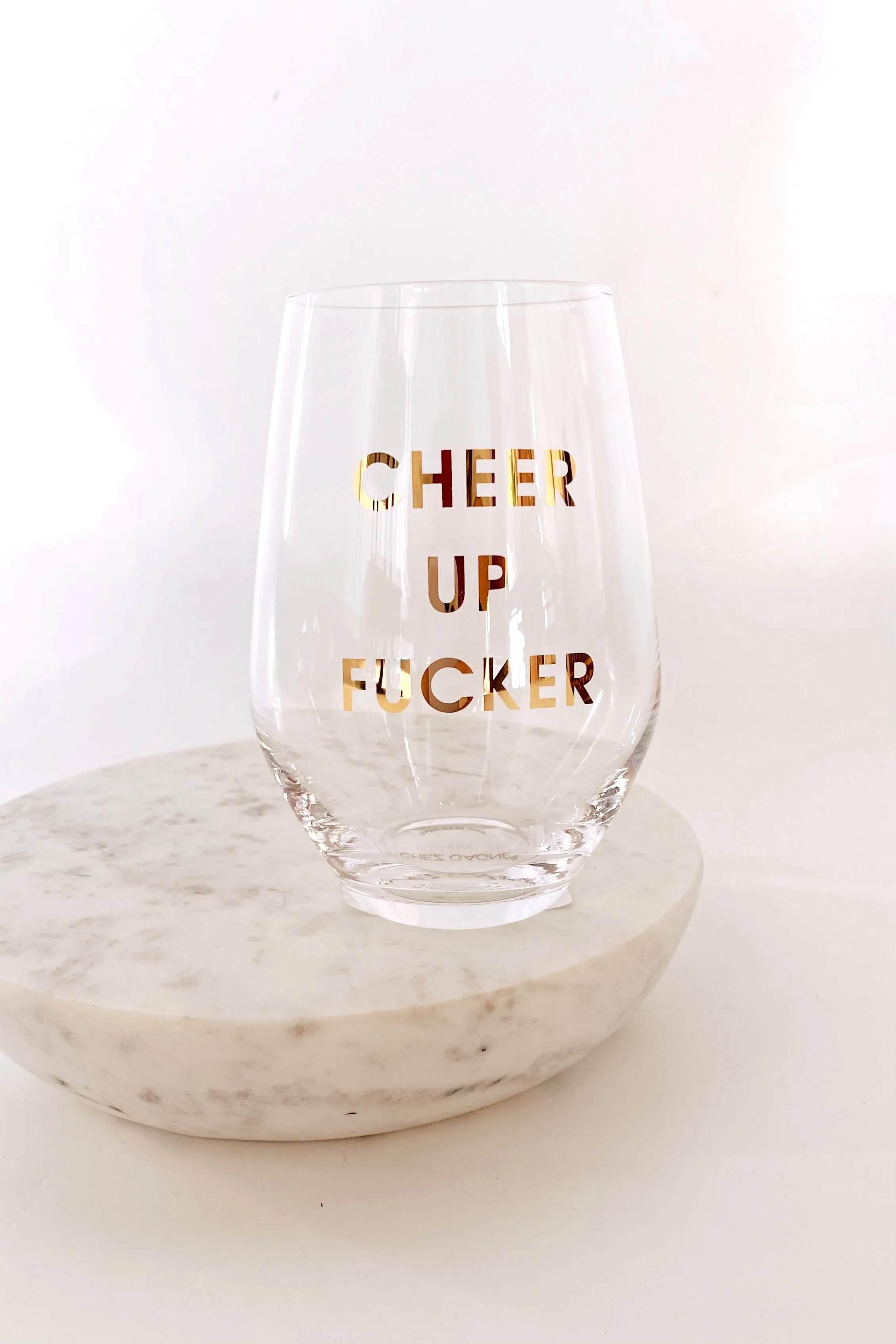 Cheer Up Fucker Wine Glass