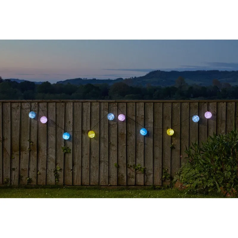 Chinese Lantern Solar Garden String Lights Decoration 10 White LED - 4.7m by Smart Solar