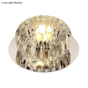 Clear Crystal LED Flush Mount Ceiling Light for Hallways - Simplicity Round Design