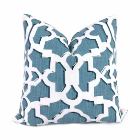 (CLEARANCE) Artega Sky Blue & White Lattice Cotton Print Pillow Cover