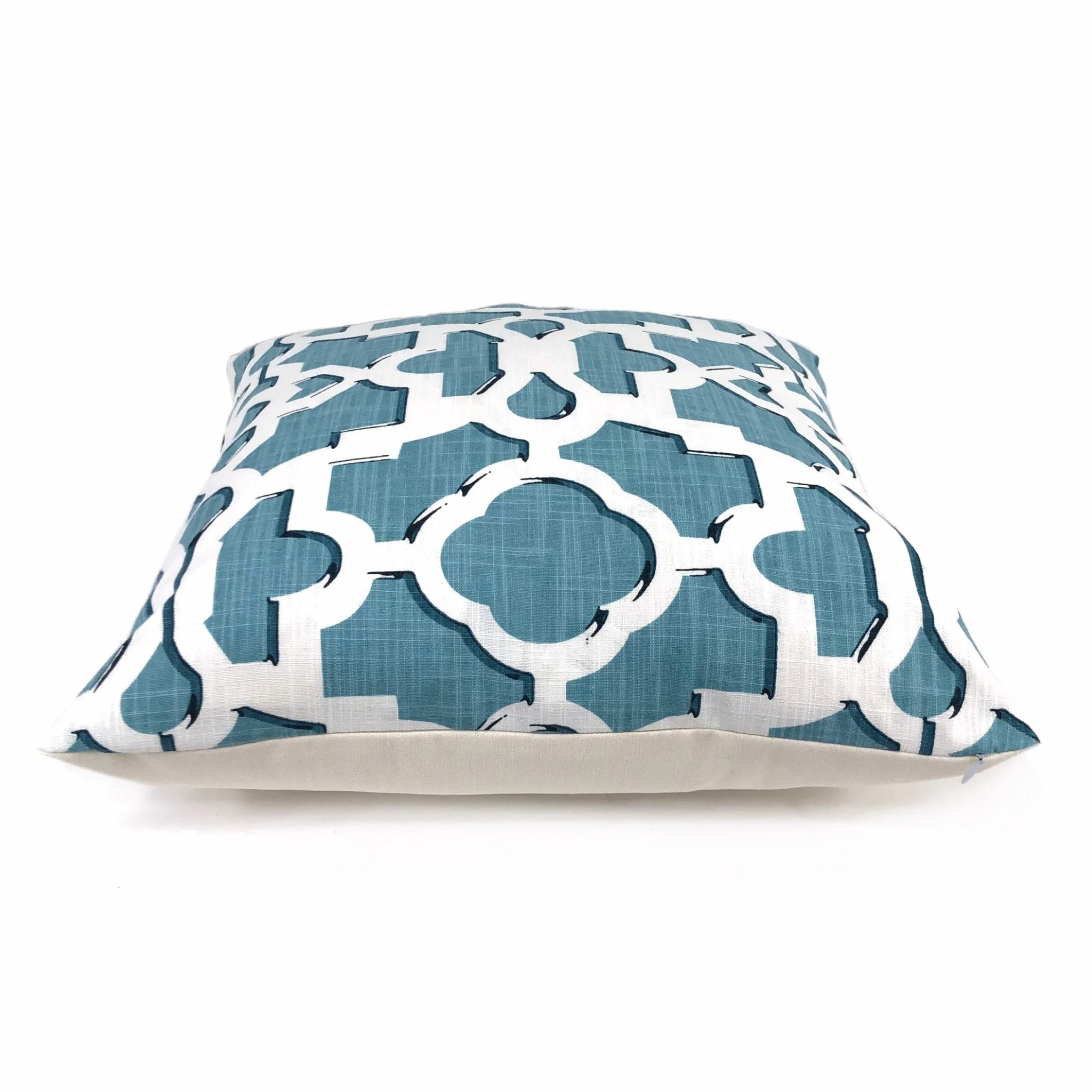 (CLEARANCE) Artega Sky Blue & White Lattice Cotton Print Pillow Cover