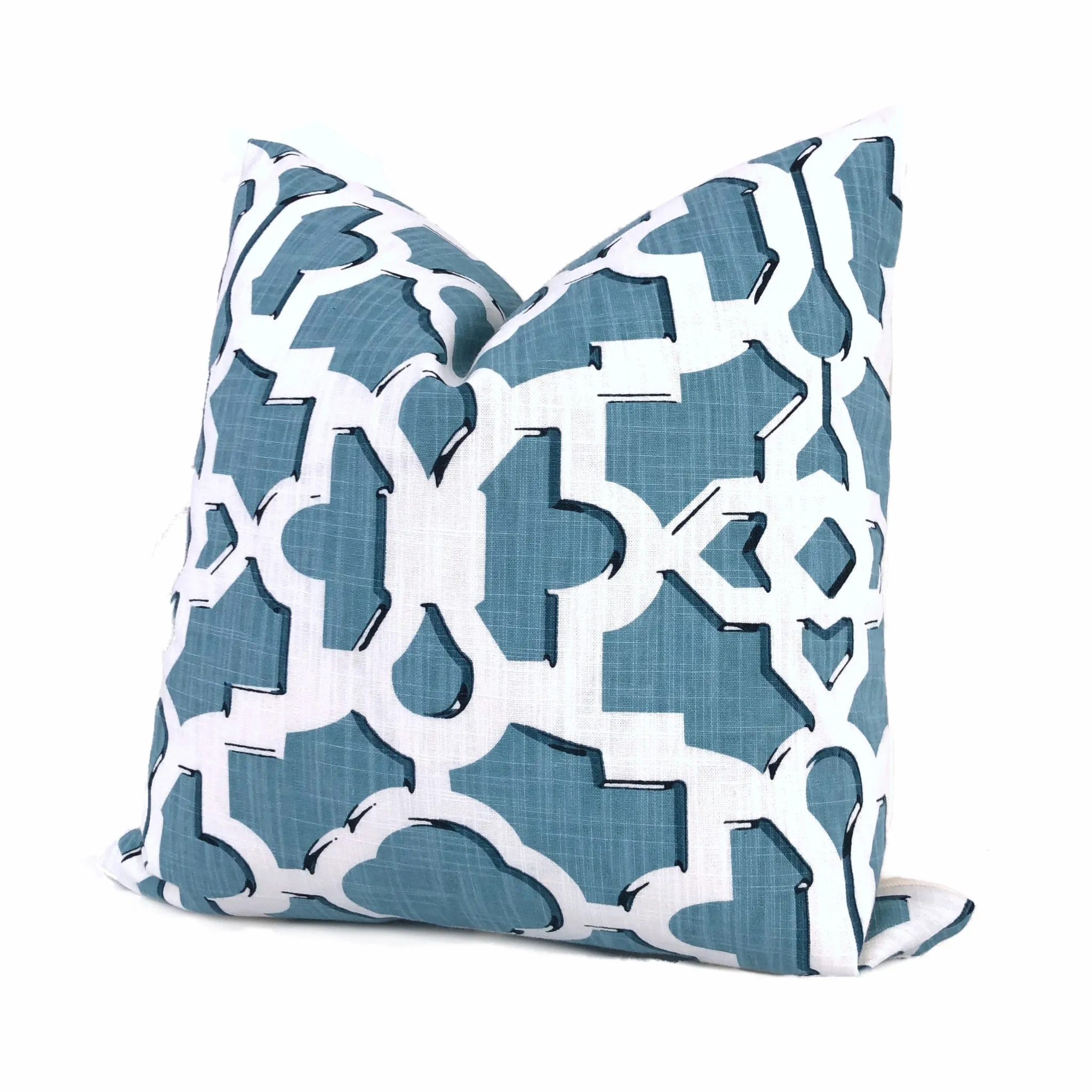 (CLEARANCE) Artega Sky Blue & White Lattice Cotton Print Pillow Cover