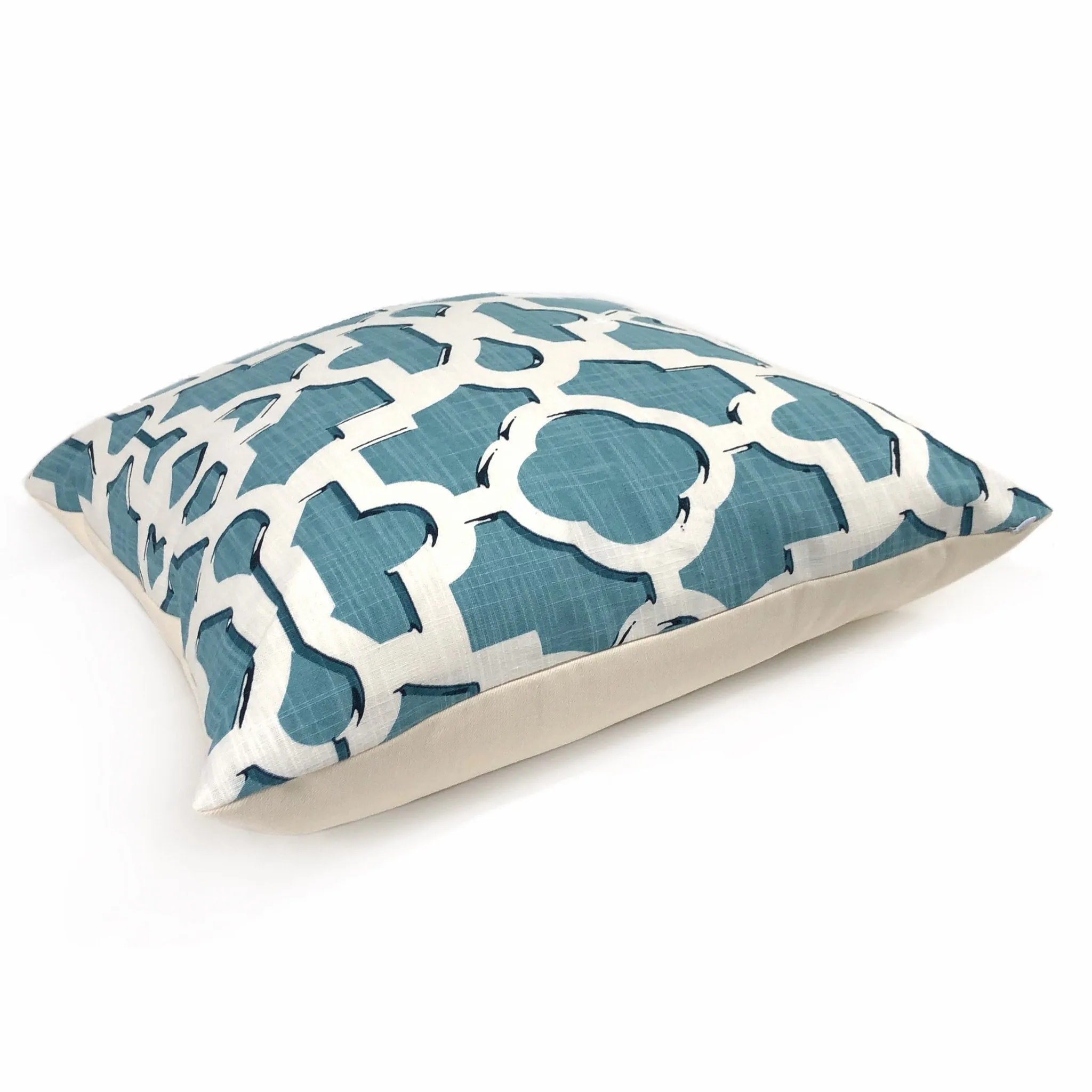 (CLEARANCE) Artega Sky Blue & White Lattice Cotton Print Pillow Cover