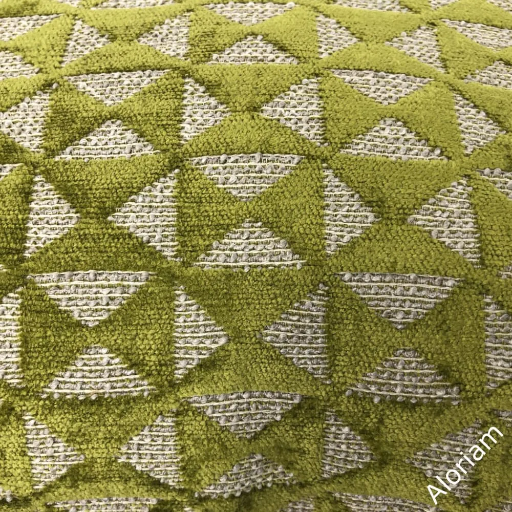 (CLEARANCE) Santiago Green Beige Geometric Chenille Pillow Cover