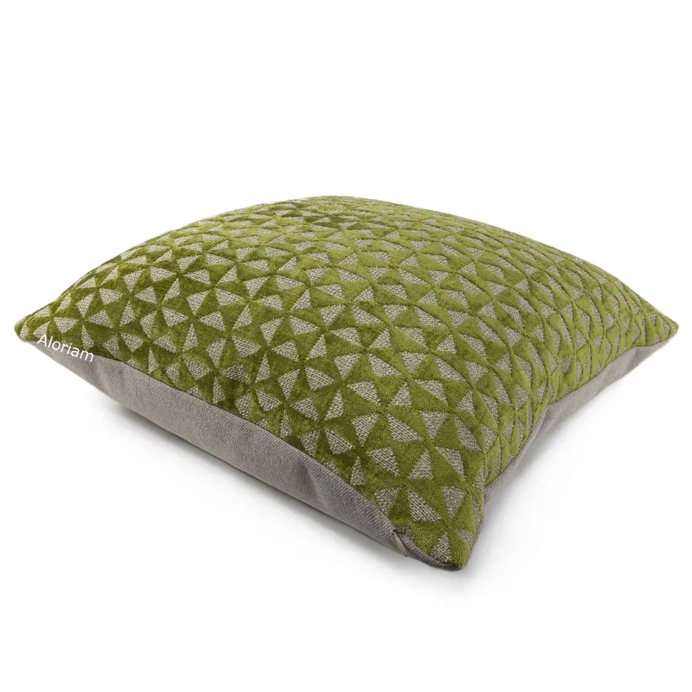 (CLEARANCE) Santiago Green Beige Geometric Chenille Pillow Cover