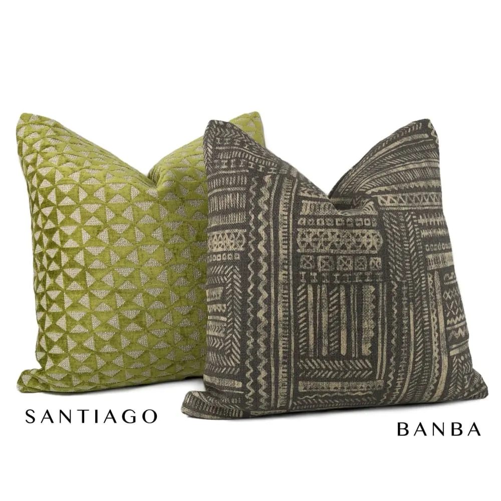 (CLEARANCE) Santiago Green Beige Geometric Chenille Pillow Cover