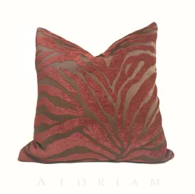 (CLEARANCE) Two Tone Dark Brown Redwood Animal Stripe Pattern Upholstery Chenille Pillow Cover