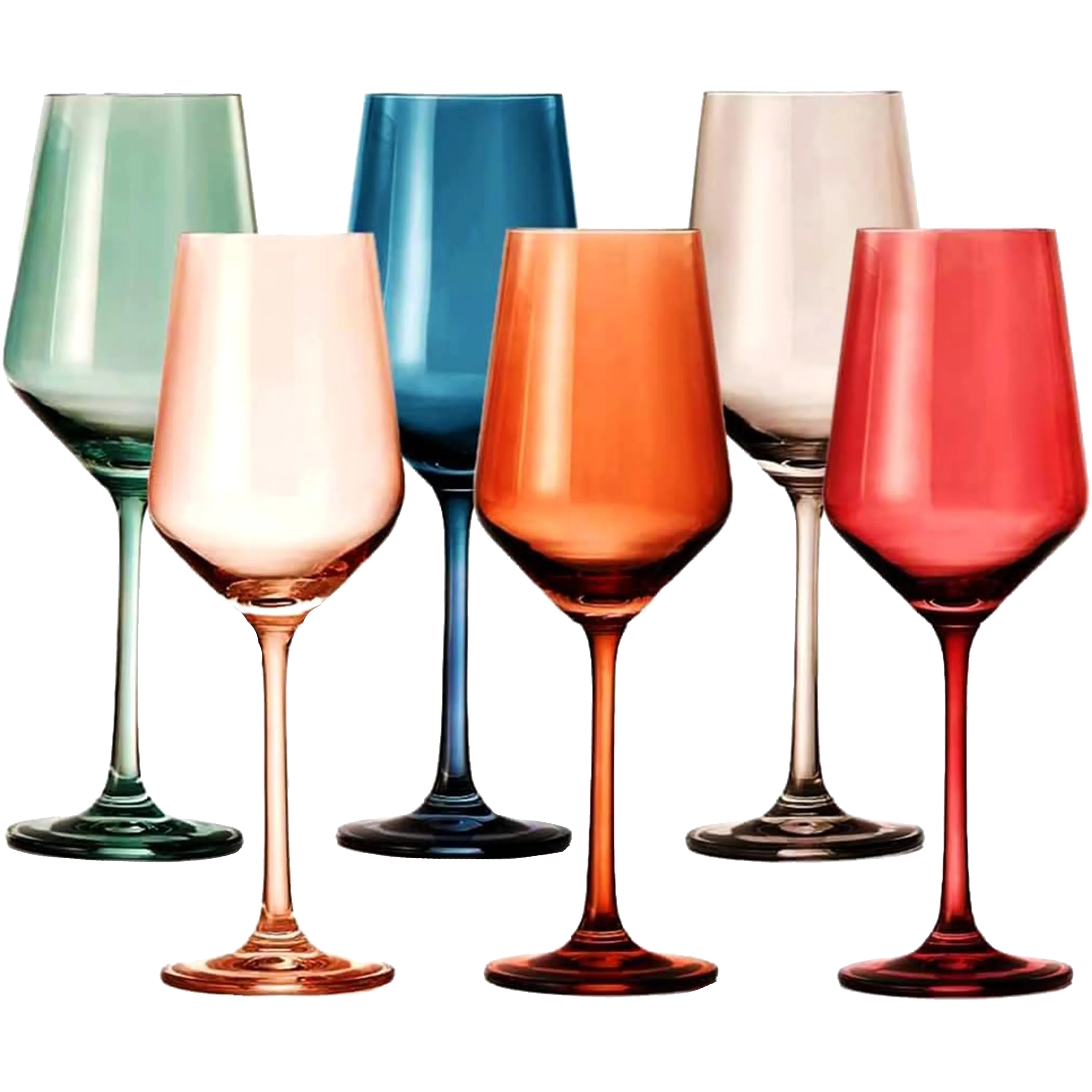 Colored Crystal Wine Glass Set of 6, Gift For Him, Her, Wife, Friend - Large 12 oz Glasses, Unique Italian Style Tall Drinkware - Red & White, Dinner, Color Beautiful Glassware - (Pastel) by The Wine Savant