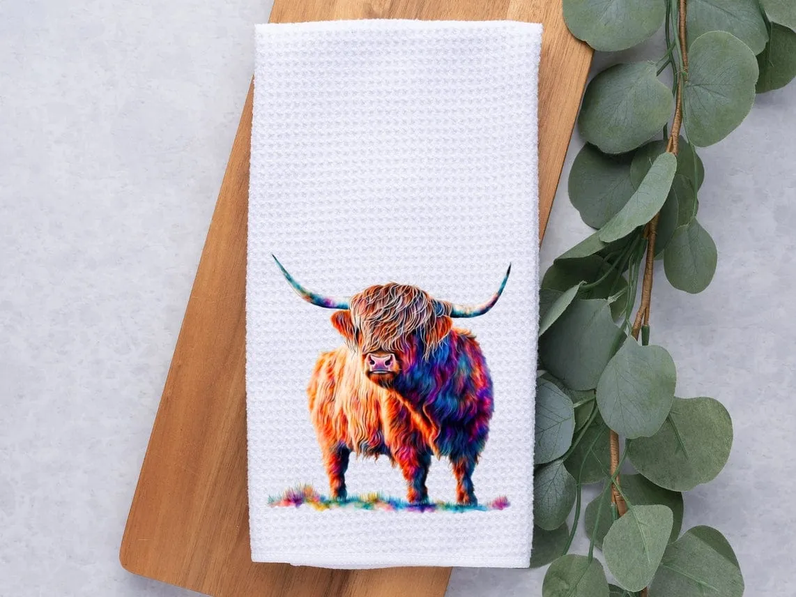 Colorful Majestic Highland Cow Micro Fiber Towel