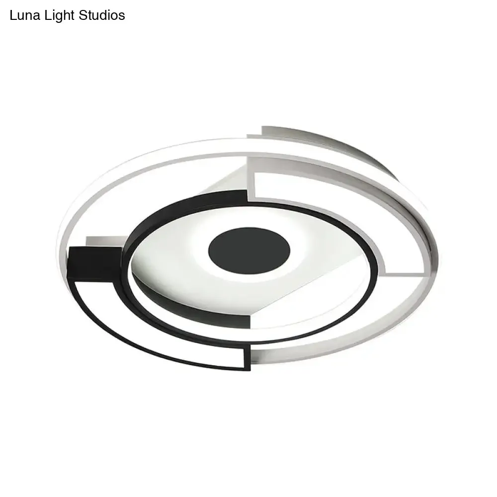 Contemporary Black/White LED Surface Mount Ceiling Lights, Metal & Acrylic, 16"/19.5" Diameter - Ideal for Living Room