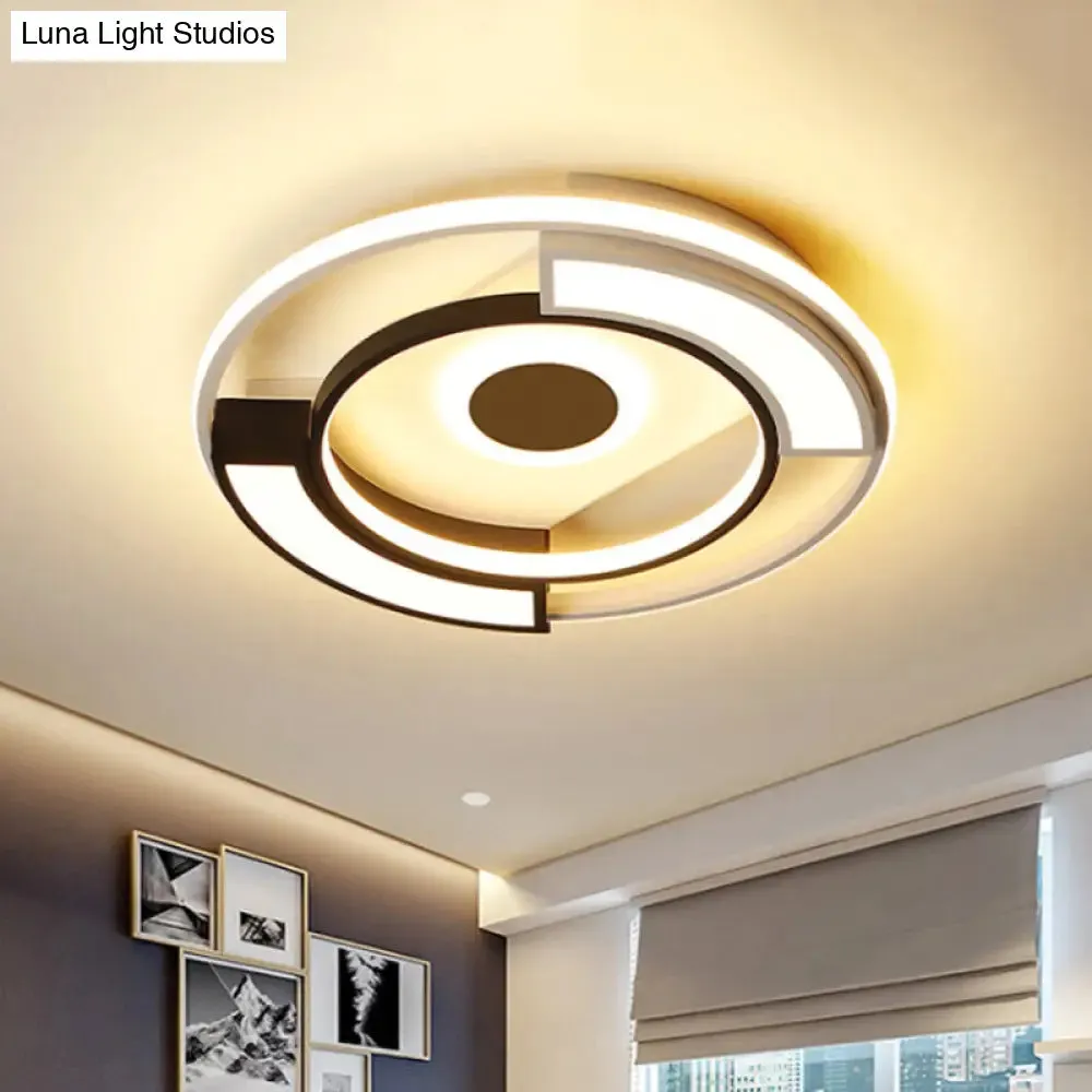 Contemporary Black/White LED Surface Mount Ceiling Lights, Metal & Acrylic, 16"/19.5" Diameter - Ideal for Living Room