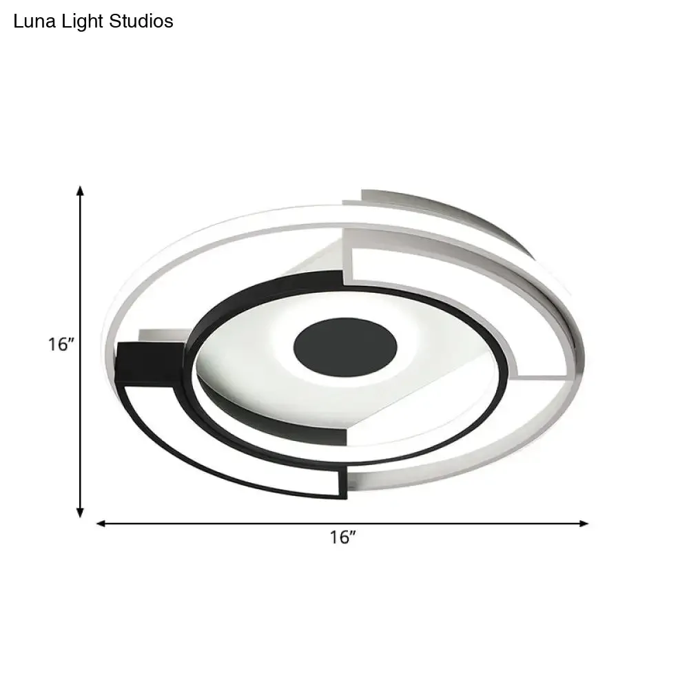 Contemporary Black/White LED Surface Mount Ceiling Lights, Metal & Acrylic, 16"/19.5" Diameter - Ideal for Living Room