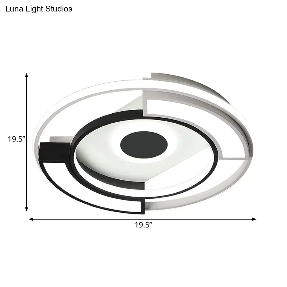 Contemporary Black/White LED Surface Mount Ceiling Lights, Metal & Acrylic, 16"/19.5" Diameter - Ideal for Living Room