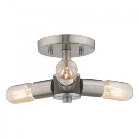 COPENHAGEN 3 LIGHT CEILING MOUNT, BRUSHED NICKEL