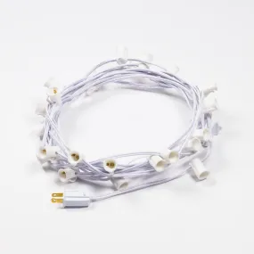 (Cord Only) 12 FT | 10 Socket Outdoor Patio String Light White Cord w/ E12 C7 Base