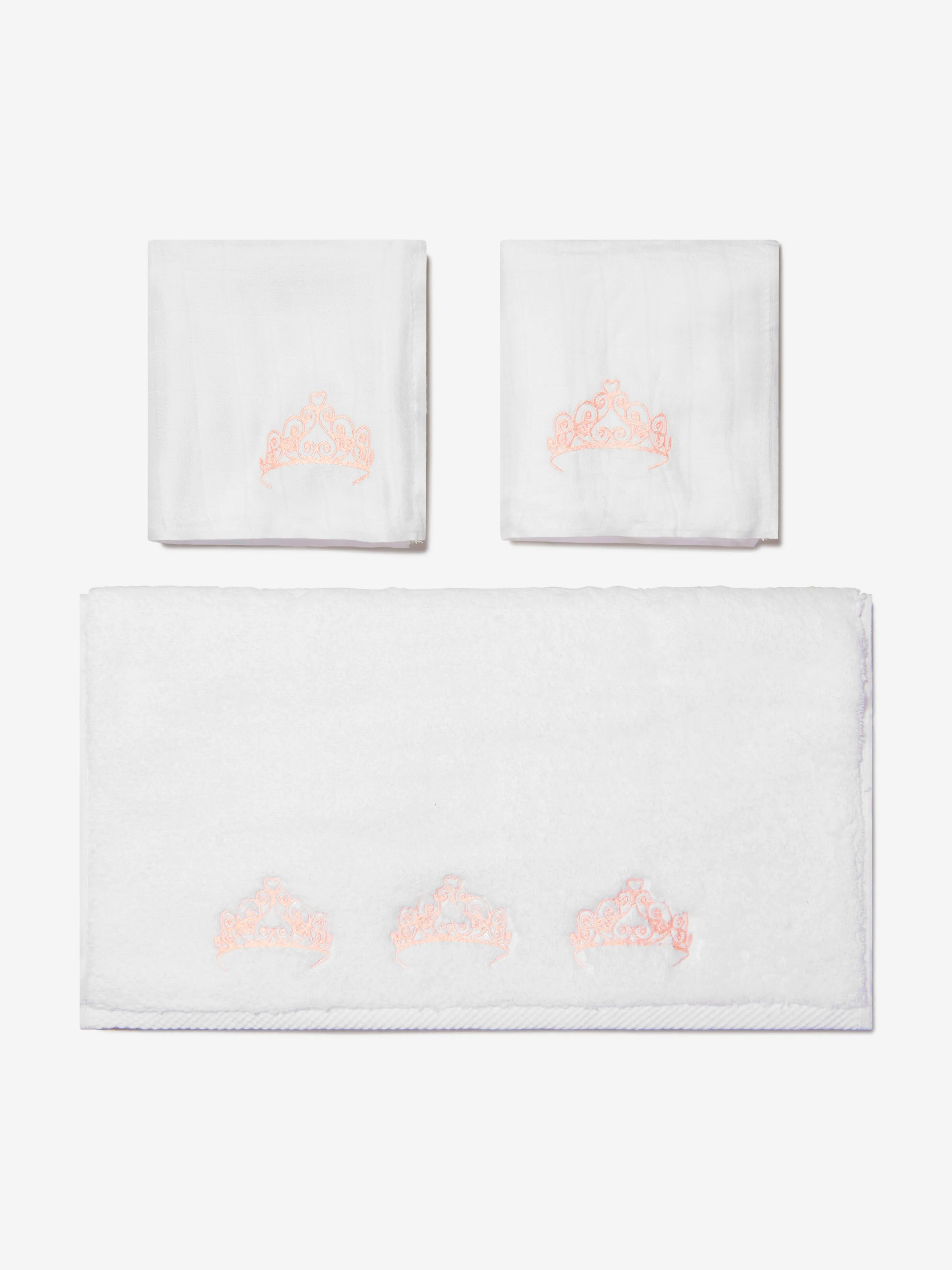 Cotton and Company Girls Organic Cotton Muslin And Cotton Crown Towel Set