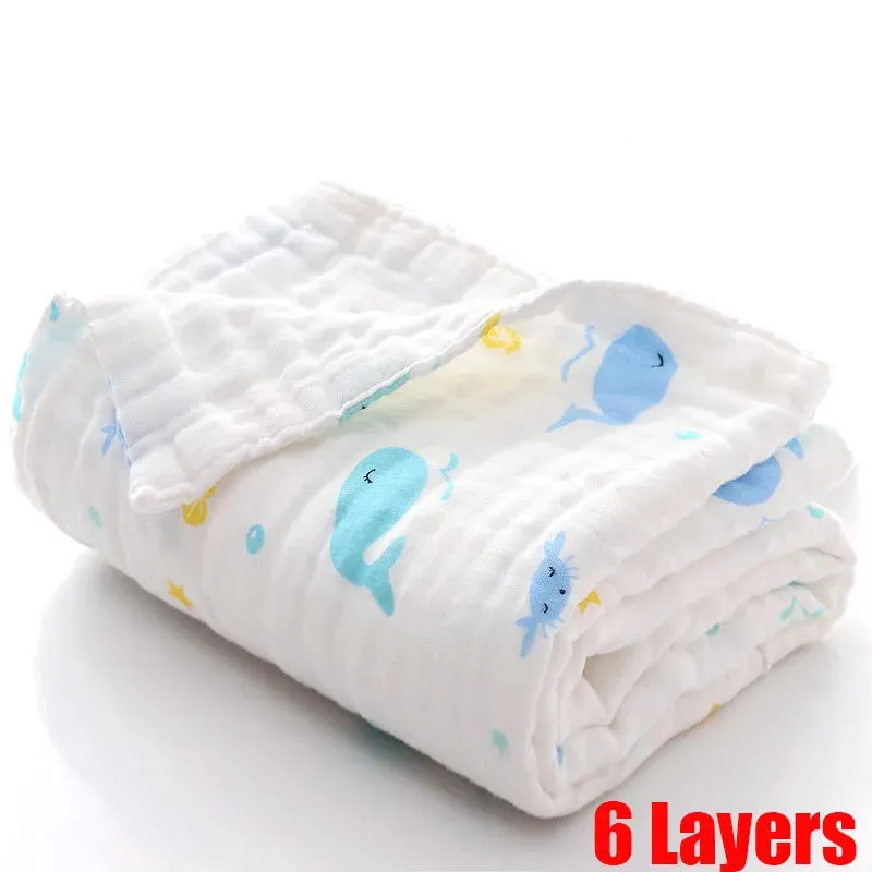 Cotton Baby Bath Towel Boys Girls Towel Blanket For Newborn Baby Bathrobe 6 Layers Gauze Washcloth Infant Swaddle