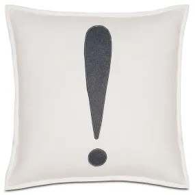 Cream and Dark Gray Exclamation Applique Throw Pillow Cover 16x16