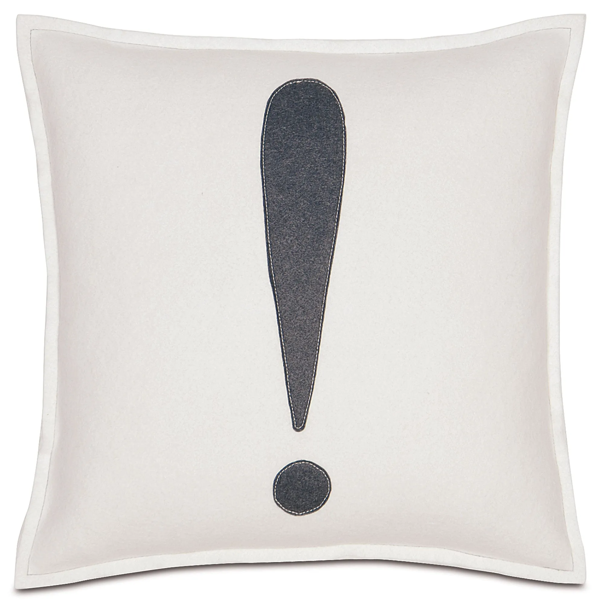 Cream and Dark Gray Exclamation Applique Throw Pillow Cover 16x16