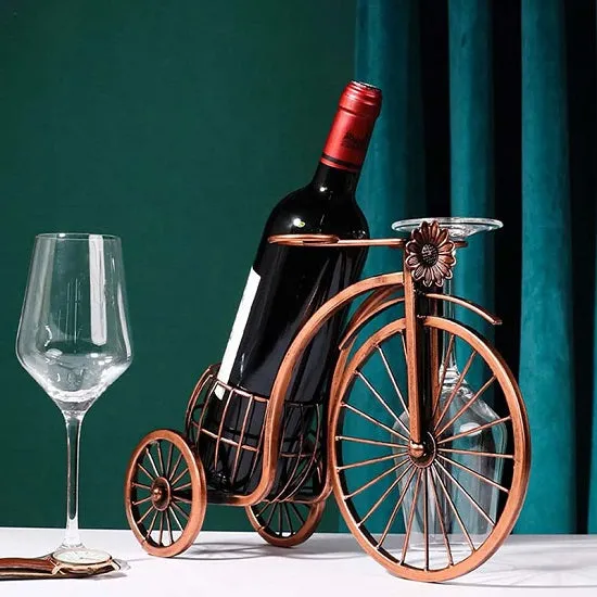 Creative Metal Wine Rack Vintage Wine Bottle and Glass Holder