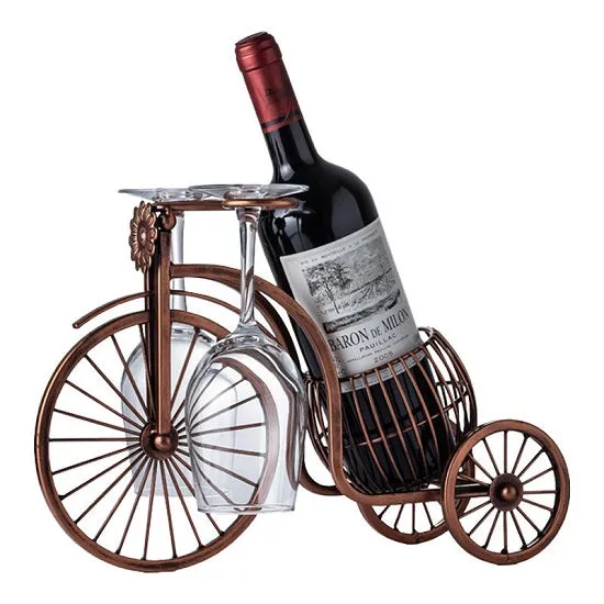 Creative Metal Wine Rack Vintage Wine Bottle and Glass Holder