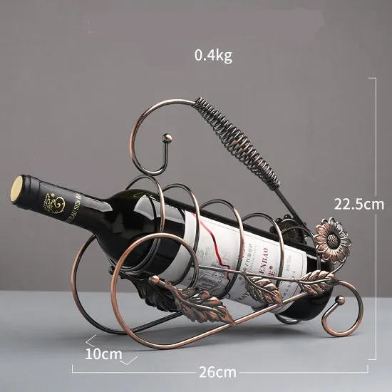 Creative Metal Wine Rack Vintage Wine Bottle and Glass Holder