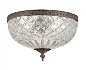 CRYSTAL 3 LIGHT CEILING MOUNT, ENGLISH BRONZE