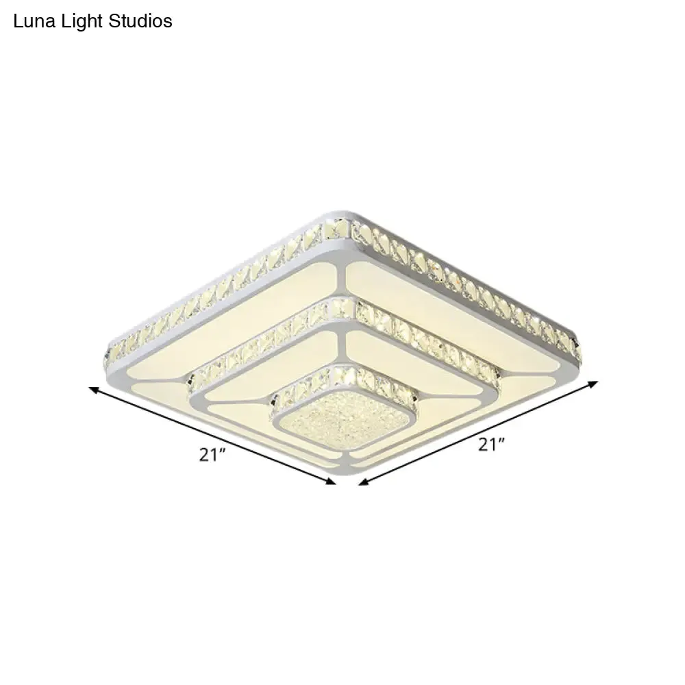 Crystal LED Close to Ceiling Light Flush Mount Fixture - Warm/White Light Option