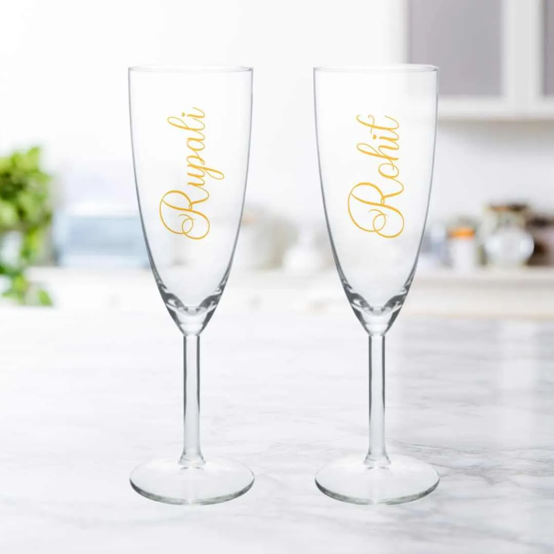 Customized Champagne Glasses With Name Anniversary Gift For Wife - Add Name