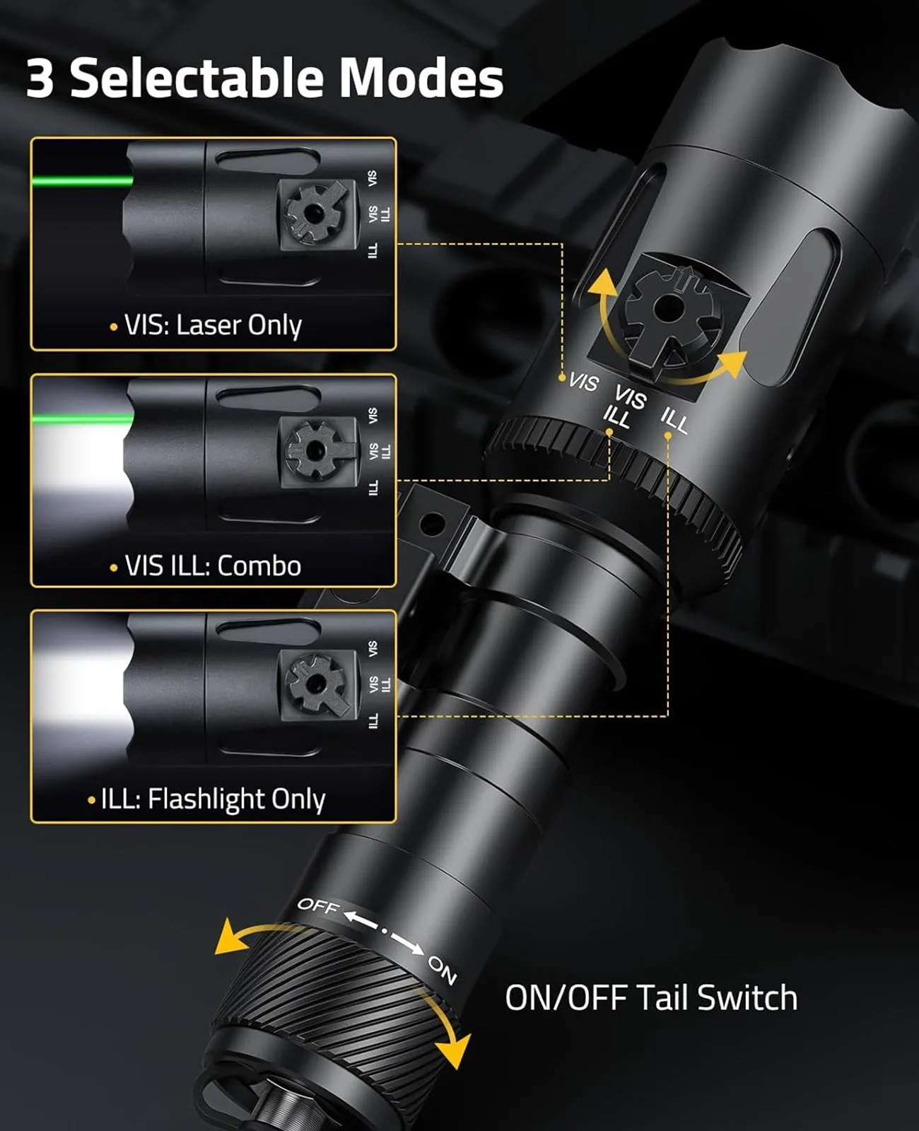 CVLIFE 1680 Lumens Laser Light Combo Tactical Flashlight