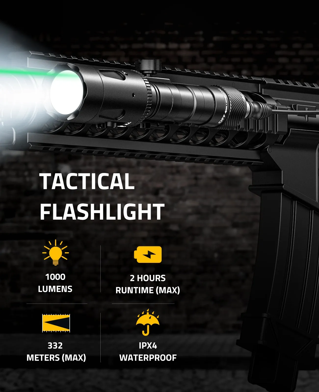 CVLIFE Rifle Light Green Laser Light Combo 1000 Lumens Tactical Flashlight - Global