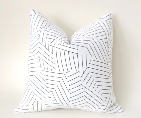 Deconstructed Stripe Pillow Cover / Black Ivory Pillow / Boho Pillow cover / Schumacher Pillow Cover / White Linen Pillow Cover