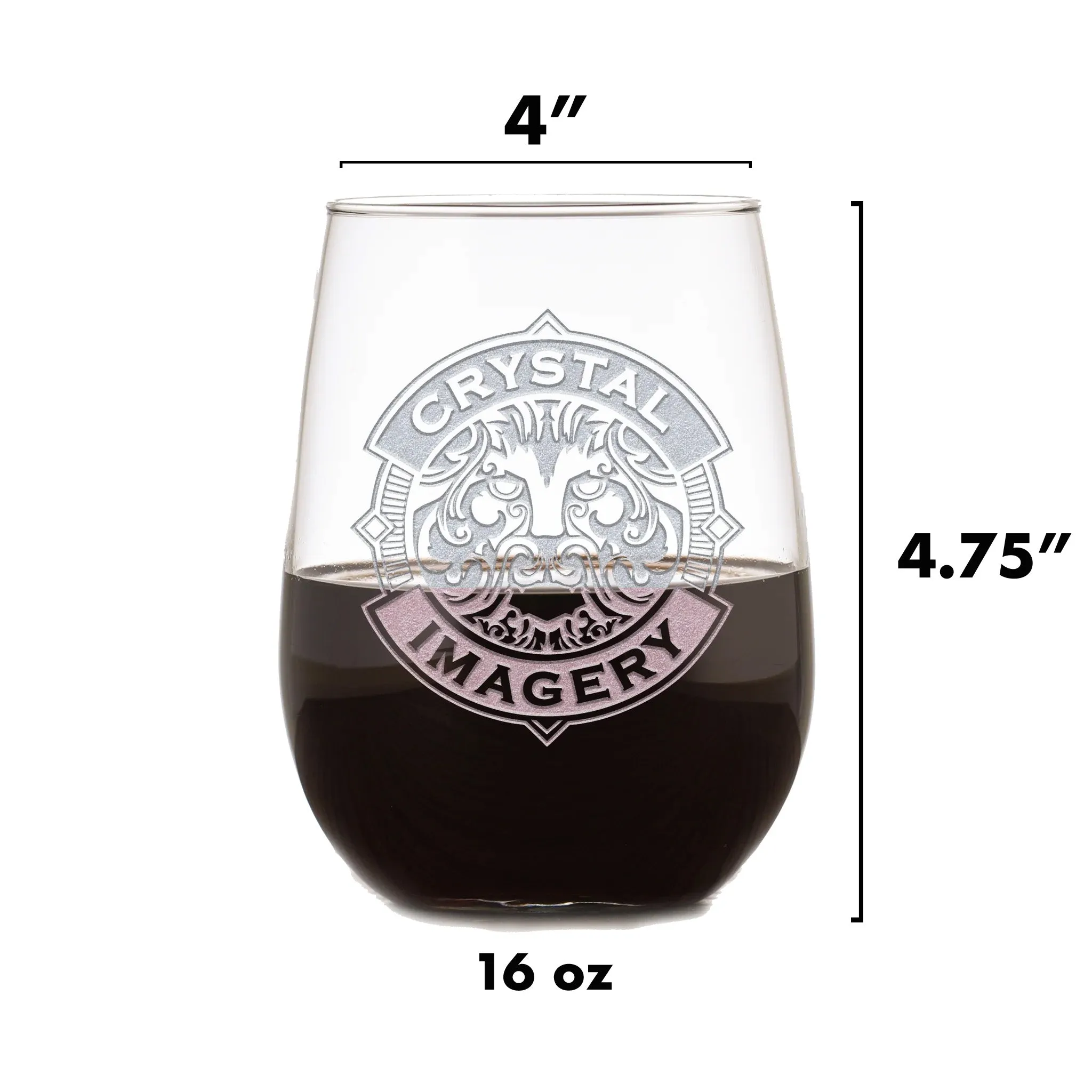 Deep Carved Army Logo Stemless Wine Glass