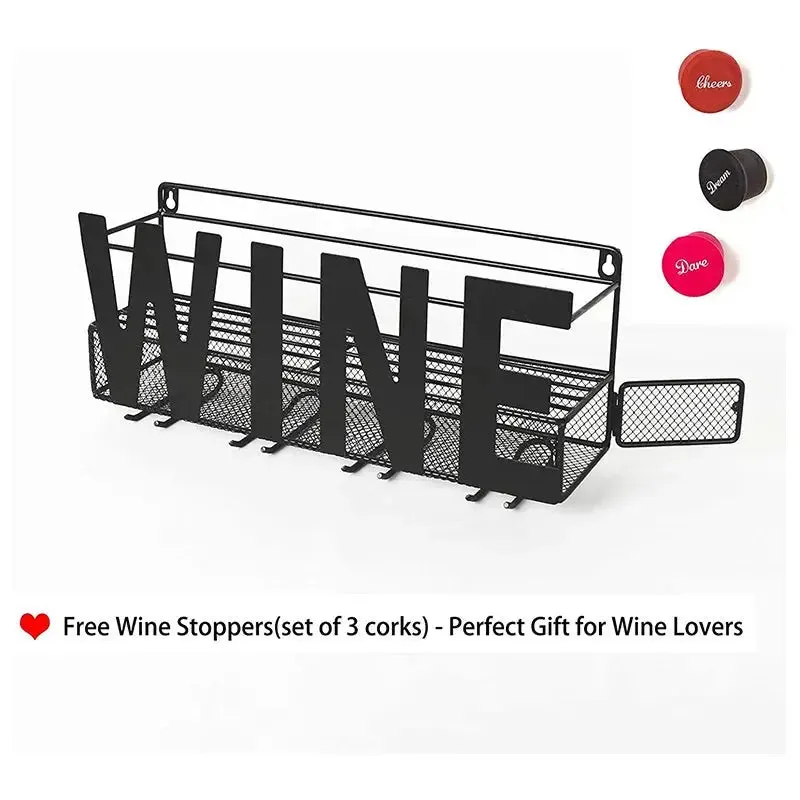 DEOUNY Wall Mounted Iron Wine Rack – Stylish Wine Bottle Holder with 4 Hooks