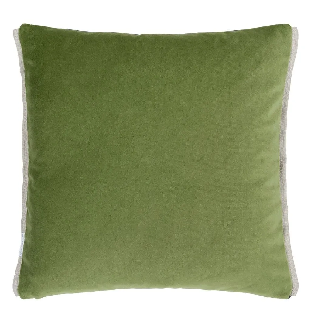 Designers Guild Varese Prussian & Grass Velvet Decorative Pillow