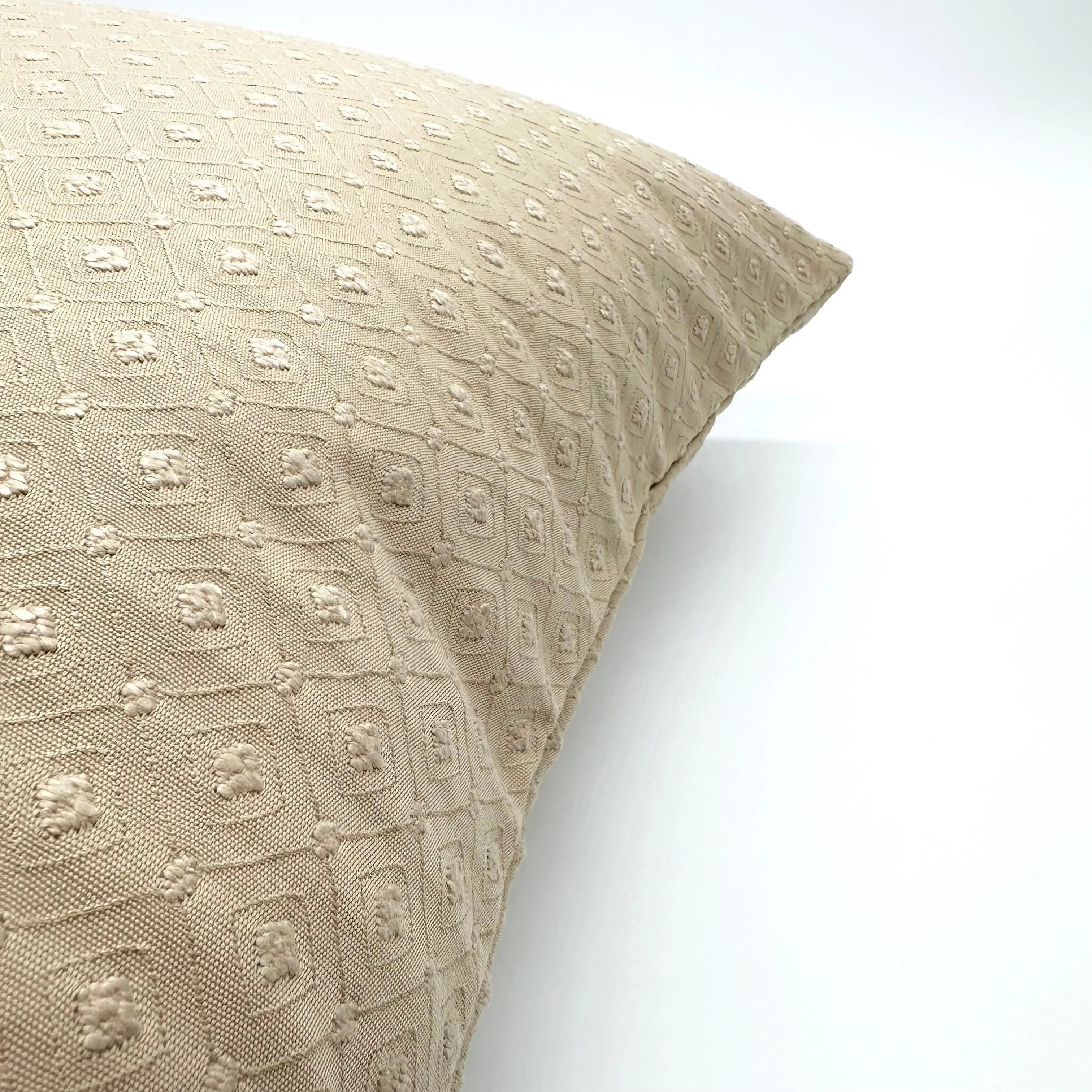 Diamond Beige Jacquard Throw Pillow Cover 22x22