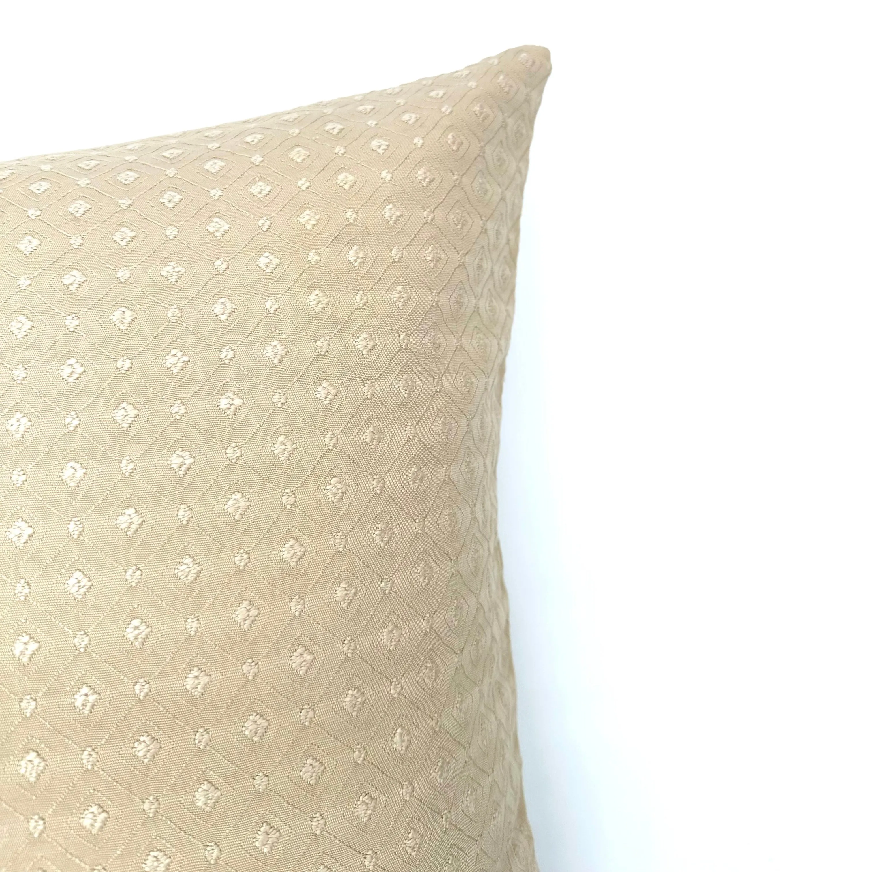 Diamond Beige Jacquard Throw Pillow Cover 22x22