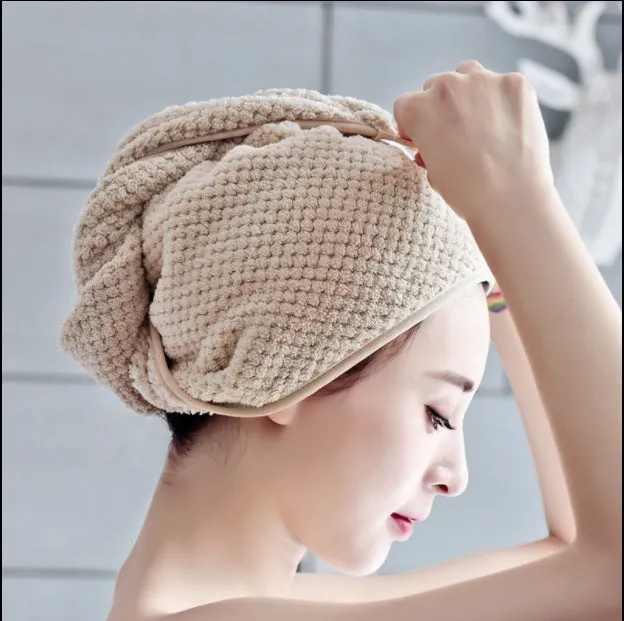 Dry Hair Cap super Absorbent Coral Fleece Dry Hair Towel Absorbent Towel Shower Cap Wiping Head Quick-drying Towel Wrap turban shower cap