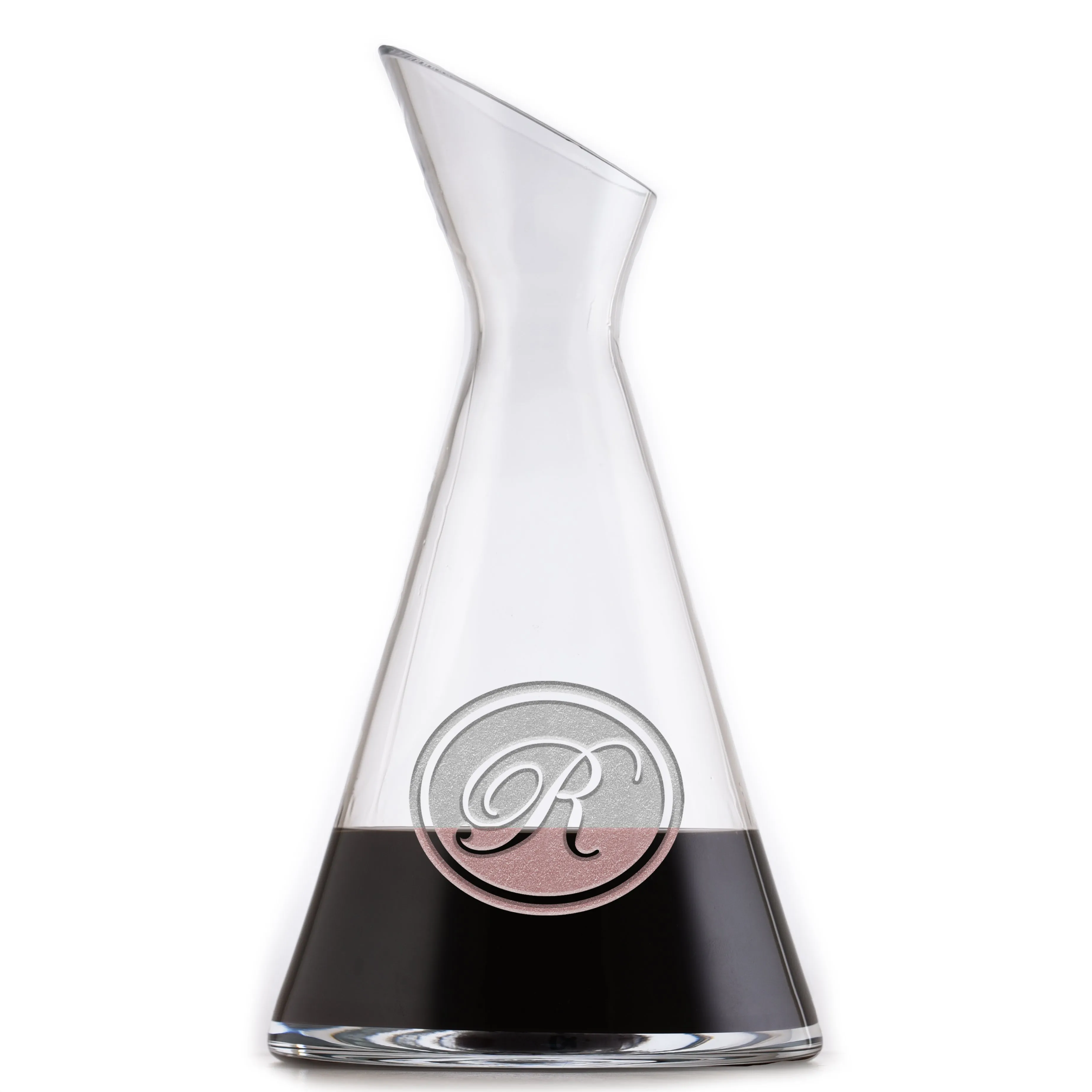 Engraved Monogram Slant Wine Carafe Decanter