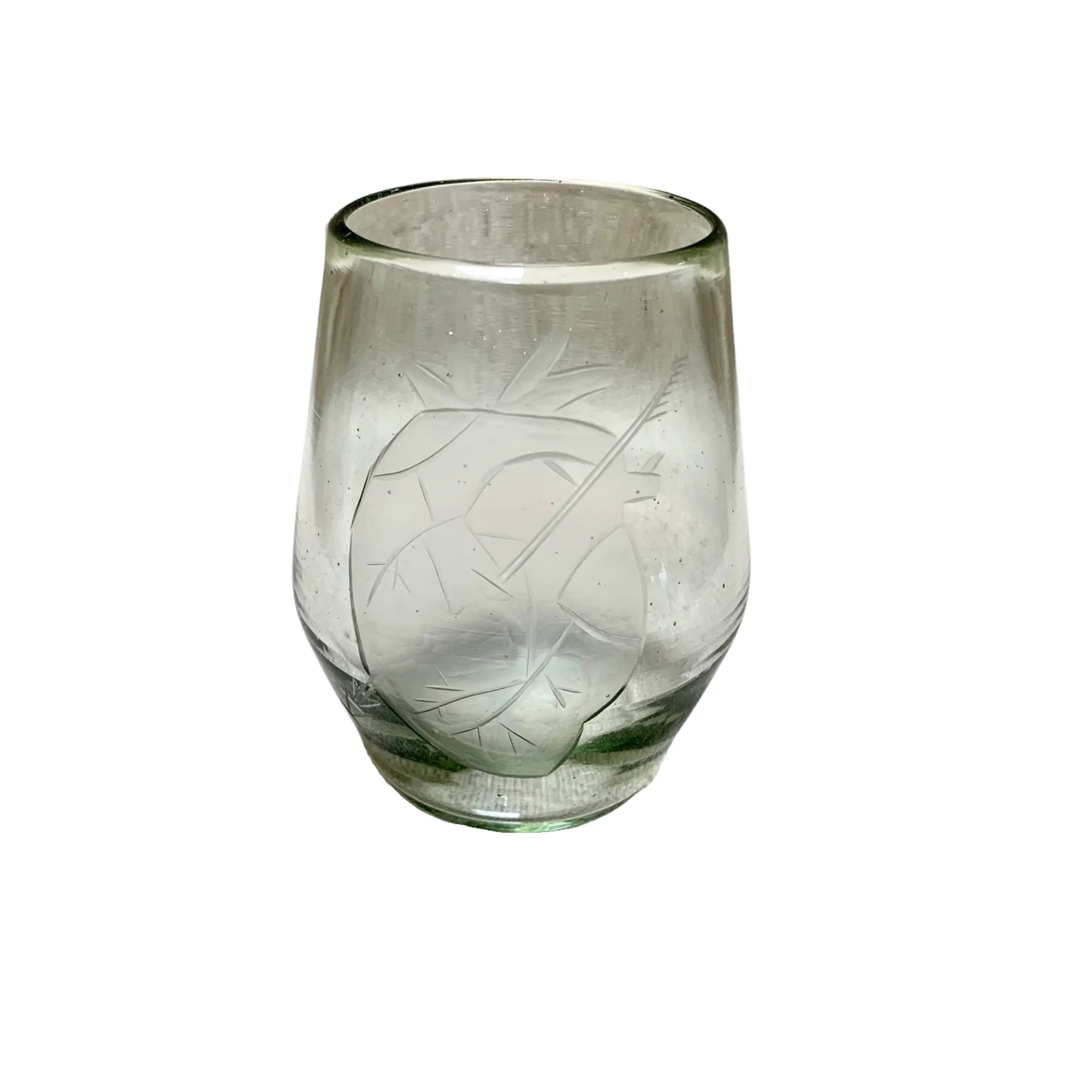 Etched Stemless Glass with Heart Design