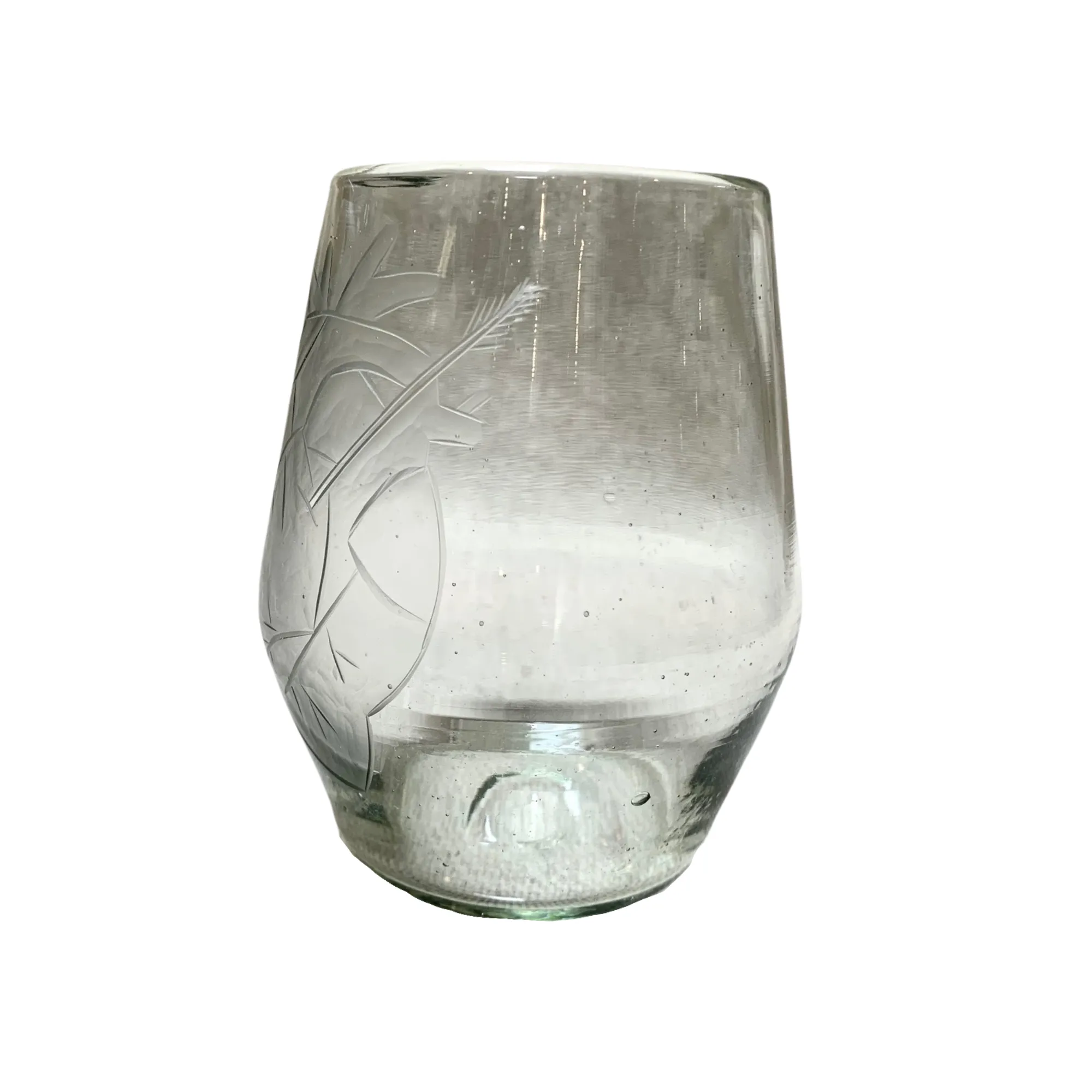 Etched Stemless Glass with Heart Design